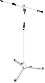 Gravity Mikrofonständer mit Dreibein-Klappfuß und 2-Punkt Ausziehgalgen, Weiß