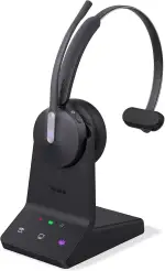 Yealink WH64 Wireless Headset mit Mikrofon,185 m Reichweite DECT & Bluetooth Mono Kabelloses Headset with 3 Mikrofonen für Teams Zoom,Skype,UC,IP-Telefon, PC,26H Sprechzeiten