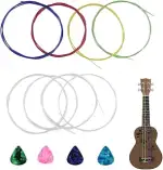 2 Sets Nylon-Ukulele Saiten mit 4 Saiten pro Set, für Konzert/Sopran/Tenor-Ukulele, leicht, mit Z...