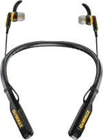 DEWALT Heavy-Duty Magnetische Bluetooth Nackenbügel-Kopfhörer – Kabellose Earbuds mit 30 Std. Laufzeit, Geräuschisolierung, Freisprech-Mikrofon (Schwarz)