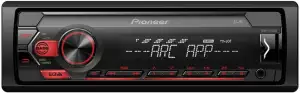 Pioneer MVH-S120UB, 1DIN Autoradio mit RDS, rot, halbe Einbautiefe, 4 x 50 Watt, USB, MP3, AUX-Eingang, Android-Unterstützung, 5-Band-Equalizer, ARC App