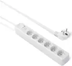 Amazon Basics Steckdosenleiste mit 6 Steckdosen, 600 Joule Überspannungsschutz, 1.4 m, Weiß