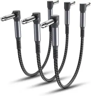 Elebase Gitarren Patchkabel 15CM 3 Stück,6,35 mm 1/4" Stecker Instrument Pedal K
