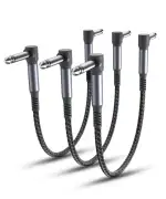 Elebase Gitarren Patchkabel 15CM 3 Stück,6,35 mm 1/4" Stecker Instrument Pedal Kabel,Winkel 90 Grad TS 6.3 Effektgerät Klinke Patch Cable für Gitarreneffekte,Gitarre Bass Effektpedale,Pedalboard,0.15M