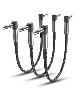 Elebase Gitarren Patchkabel 15CM 3 Stück,6,35 mm 1/4" Stecker Instrument Pedal K