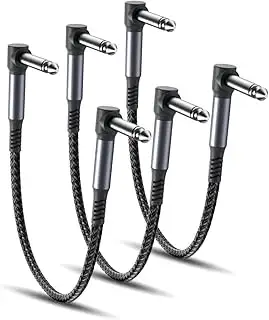 RUXELY 6.35mm Gitarren Patchkabel 0.15M 3Pack,90 Grad 1/4" Stecker Instrument Pe