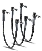 RUXELY 6.35mm Gitarren Patchkabel 0.15M 3Pack,90 Grad 1/4" Stecker Instrument Pedal Kabel,15CM Guitar Klinkenpatchkabel,Winkel Patch Cable für Gitarreneffekte,Gitarre/Bass Effektpedale,Pedalboard