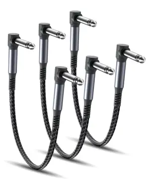 RUXELY 6.35mm Gitarren Patchkabel 0.15M 3Pack,90 Grad 1/4" Stecker Instrument Pe