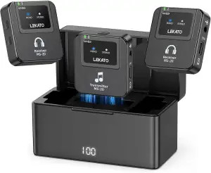 LEKATO Drahtloses In-Ear-Monitoring-System mit Ladekoffer, Professionelles drahtloses 2.4G-Stereo-IEM-System mit Sender und Empfänger, OTG-Funktion, geeignet für Band-Proben, Live-Auftritte