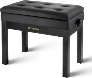 STRICH Klavierbank Höhenverstellbar mit Stauraum, Solid Wood Keyboard Bench Piano Bookcase Stool Chair Seat with High-Density Sponges Cushion, SPB-20