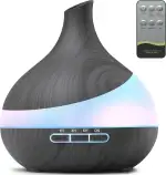 500 ML Aroma Diffuser, Upgrade Diffuser für große Räume,Aromatherapie Diffuser Mit Fernbedienung 4 Timer Einstellung 14 Farben LED automatischer Abschaltfunktion - Blackish Brown,K205/60R16