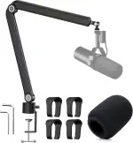 SM7dB Mikrofonarm mit Popschutz - Beschwerter Metall Schwenkarmständer kompatibel mit Shure SM7dB, Mikrofon Arm Ständer Desktop, Boom-Arm Tischhalterung mit 5 Einstellbaren Gelenken von YOUSHARES