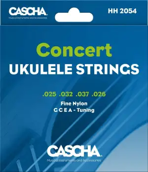 Cascha Konzert Ukulele-Saiten-Set I Premium-Nylon-Saiten für Konzert-Ukulelen I sehr gute Klang-Qualität & hohe Lebensdauer I hochwertiges 4er Saiten-Set G-C-E-A I Concert Ukulele Strings 4 Stück