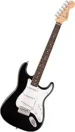 Squier by Fender Debut Collection Stratocaster E-Gitarre, Laurel Griffbrett, Weißes Schlagbrett, ...