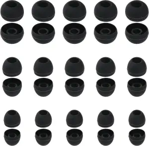 30 Stück Silikon Ersatz Ohrstöpsel, Kopfhörer-Ohrpolster Weiche Aufsätze in Größen S/M/L - Passend für Die Meisten Kopfhörer (Schwarz)