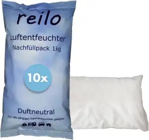 10x 1kg Luftentfeuchter Granulat (Calciumchlorid), Raumentfeuchter im Vliesbeute
