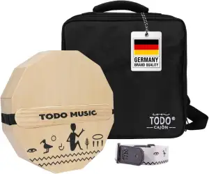 TODO Travel Cajon – Tragbares 3-Ton Box Drum mit einstellbarem Snare-System, handgefertigt inkl. Transporttasche, 40 × 36 × 11 cm (TODO 3in1 Travel Cajon The Nile Birch wood CTD-112 12-seitig)