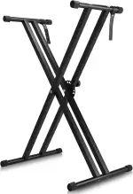 Keyboardständer-Doppelstrebig Keyboard Ständer mit Sicherheitslaschen, höhenverstellbar in 7 Stufen von 25-93cm, X-Form piano stand faltbar und abnehmbar, kann für 54/88 Tasten E-Piano, Kinderklavier