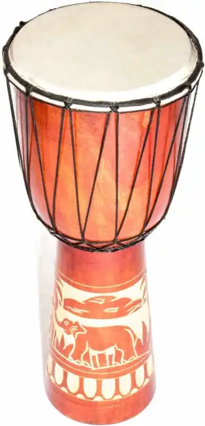 Große 50cm Djembe Holz Trommel Bongo Ziegenfell Elefant Holz A2