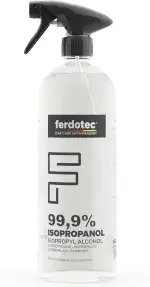 ferdotec Isopropanol 99,9% Spray 1L – hochreiner Reinigungsalkohol in Sprühflasche zum rückstandsfreien Entfetten & Reinigen von Auto, Lack, KFZ, Elektronik & 3D-Druck