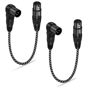 XLR Kabel 0.3M 2Pack,Verstellbarer XLR 90 Grad Rechtwinkliges X LR Kabel,Sauerst