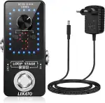 Guitar Looper mit Netzteil, LEKATO 9 Loops 40 Minuten Aufnahmezeit Gitarren-Looper Eingebautes Stimmgerät Unbegrenzter Overdub Elektronisches Looper-Effektpedal für E-Gitarren-Bass (mit Adapter)