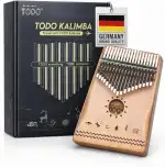 TODO Kalimba Daumenklavier 17 Tasten mit Mahagoni-Holz mit Stimmhammer und Fingerabdeckungen & mehr Lernanleitung, Geschenk für Kinder Erwachsene Anfänger