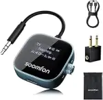 SOOMFON 2-in-1 Bluetooth 5.3 Sender Empfänger Klinke, Bluetooth Adapter Flugzeug mit Display und ...