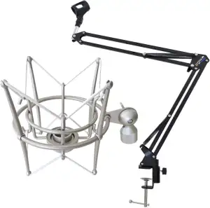 keepdrum NB35 Mikrofonstativ Tisch-Mikrofonarm Schwenkarm + MS089SV Mikrofon-Spi