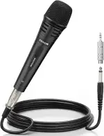 TONOR Dynamischer Mikrofon mit 16ft/5m XLR Kabel, 6,35mm Klinke Handmikrofon Microphone kompatibel mit Karaoke Maschine, für Bühne, Studio, KTV & Heimgebrauch Audio