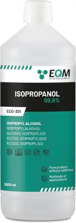 EQM - ECO-301 - Isopropanol - Isopropylalkohol 99.9% - 1L - Reinigung von elektronischen Bauteilen, Linsen und Bildschirmen - Reinigung von Harzen im 3D-Druck