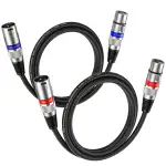 XLR Kabel 1m 2 Pack, Mikrofon XLR Symmetrisch Audio Verlängerungskabel, 3-poligen Adapter XLR Ste...