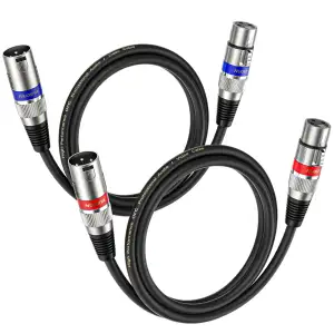 XLR Kabel 1m 2 Pack, Mikrofon XLR Symmetrisch Audio Verlängerungskabel, 3-polige