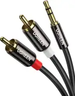 UGREEN Klinke auf Cinch Kabel 3,5mm Klinke Chinch Stereo Audio Kabel für TV, PC, Handy, MP3-Player, Lautsprecher, Heimkino, Autoradio, Tablet, Verstärker, Soundbar usw. (2m)