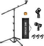 Mikrofonständer,Stativ-Boom-Arm Bodenmikrofonständer mit Höhenverstellbarer heavy - duty ausfhrung f r Gesang und podcast,Kompatibel mit Blue Yeti,Shure SM58/SM48,Samson Q2U
