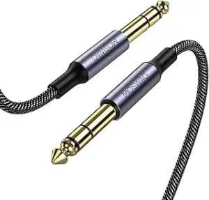 MOSWAG Instrumentenkabel TRS 1M, 6,35mm Stereo Gitarrenkabel, Klinke 6,3mm auf K