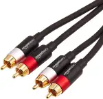 Amazon Basics Cinch-Audiokabel, 2 x Cinch-Stecker auf 2 x Cinch-Stecker, 4.6 m, 15.1 feet, Schwarz