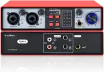 2-in-2-out USB Audio Interface, 32-Bit/384kHz DSP, Aufnahme Soundkarte Audio Mixer Audio Interface für Home Studio kann 48V Kondensatormikrofon anschließen (NMX02-RED)