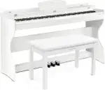MUSTAR E-Piano 88 Tasten mit Klavierhocker, Digital Piano, Elektrisches Klavier mit Klavierständer, 3 Pedaladapter, 2 Kopfhöreranschluss, LCD-Bildschirm, USB/MIDI, Piano für Anfänger, Weiß