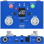 LEKATO Drum Looper Pedal mit Stimmgerät, 4 Loops, 11 Minuten Loop Pedal mit Drumcomputer 30 Trommeln mit App zum individuellen Bearbeiten und Speichern für E-Gitarre und Bass, Tempo klopfen