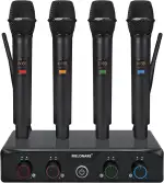 4-Kanal Funkmikrofon Set, MELONARE UHF Kompakt Mikrofon Kabellos mit 4x10 Frequenzen, 200ft Reichweite, Dynamisches Handmikrofon für Gesang, Karaoke, Kirche, DJ, Hochzeiten (MWM-41-4H)