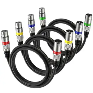 XLR Kabel 1m 4 Pack, Mikrofon XLR Symmetrisch Audio Verlängerungskabel, 3-polige