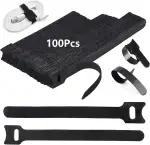 100 Stück Verstellbare Klettkabelbinder in 3 verschiedenen Längen 200mm/150m/120mm, Wiederverwendbare Klettband Kabelbinder Klett, Kabel Klettband Klett Kabelbinder Klettverschluss