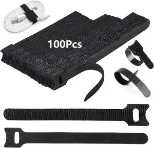 100 Stück Verstellbare Klettkabelbinder in 3 verschiedenen Längen 200mm/150m/120mm, Wiederverwendbare Klettband Kabelbinder Klett, Kabel Klettband Klett Kabelbinder Klettverschluss