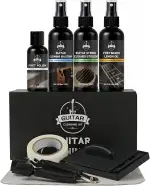 Gitarrenreinigungsset – 8-teiliges professionelles Pflegeset mit Gitarrenreiniger, Griffbrettöl, Polierwachs, Saitenreiniger, 3-in-1-Schneider & Mikrofasertuch