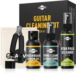 Gitarrenreinigung,All IN ONE Kit: Gitarrenpolitur, Griffbrett-Zitronenöl, Saiten