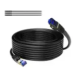 25M CAT 7 wasserdichtes RJ45 Ethernet Netzwerkkabel für den Außenbereich,direkt verlegbar,10 Gigabit Ethernet,SFTP,LAN und Patchkabel–Schwarz,25 mt mit 15 Kabelbindern