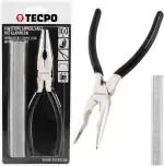 TECPO Polsterklammerzange Set, 8 Zoll (200 mm), inkl. 100 Carbonstahl-Klammern 23 mm, Spezialzange für Sitzbezug-Reparaturen & Sitzheizungen, mit Einkerbungen & Federmechanik für präzise Fixierung