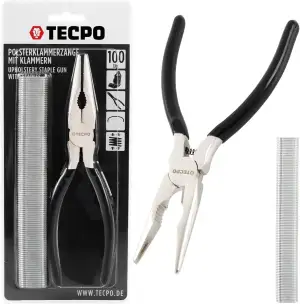 TECPO Polsterklammerzange Set, 8 Zoll (200 mm), inkl. 100 Carbonstahl-Klammern 2