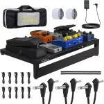 Großes Pedalboard mit case & 10-fach isolierter Stromversorgung (50x30x10cm) - Professionelles Aluminium-Board mit rauschfreien Ausgängen - Ideal für Gitarren- und Bass-Effektpedale